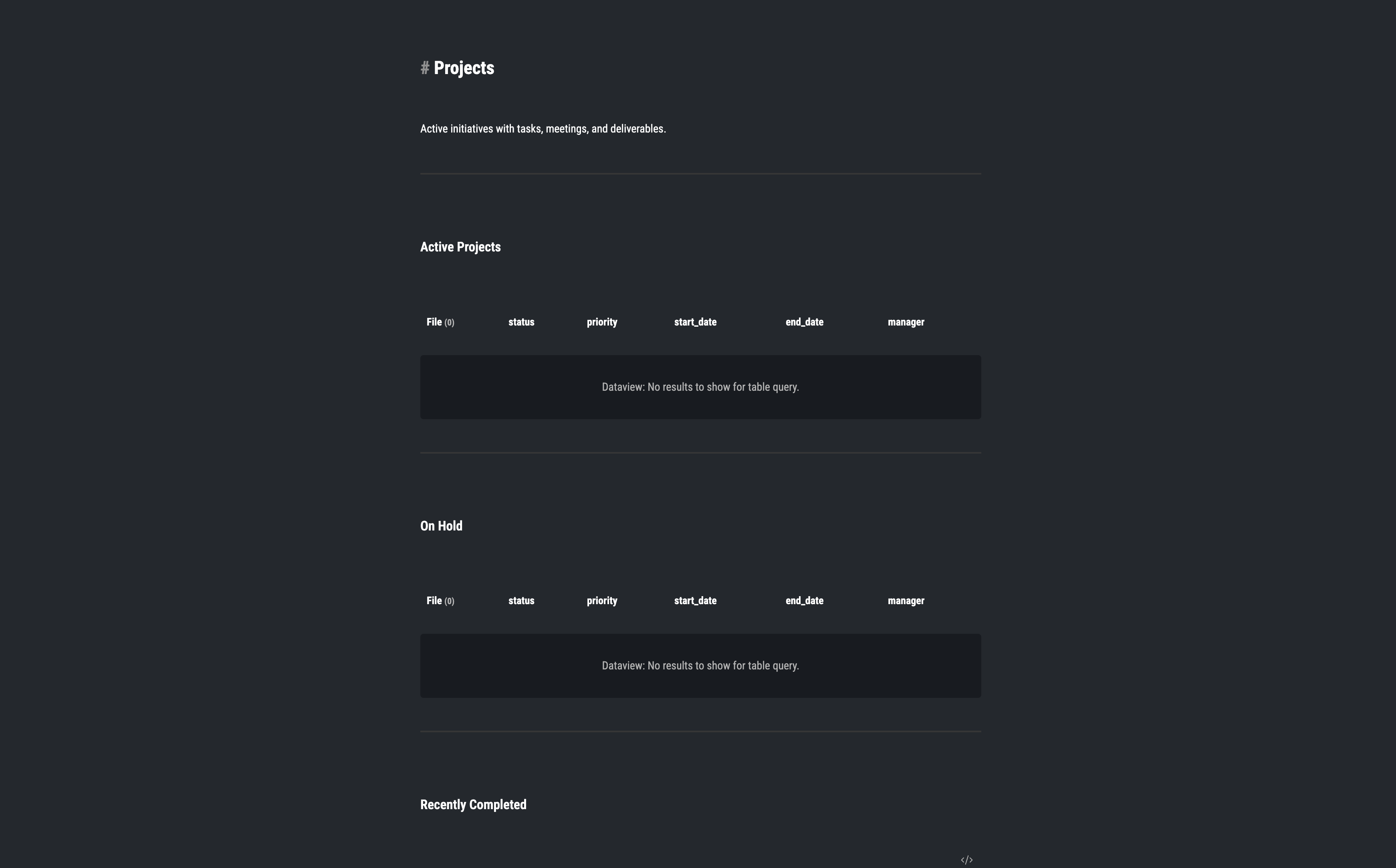 Platinum Workspace - Area Projects